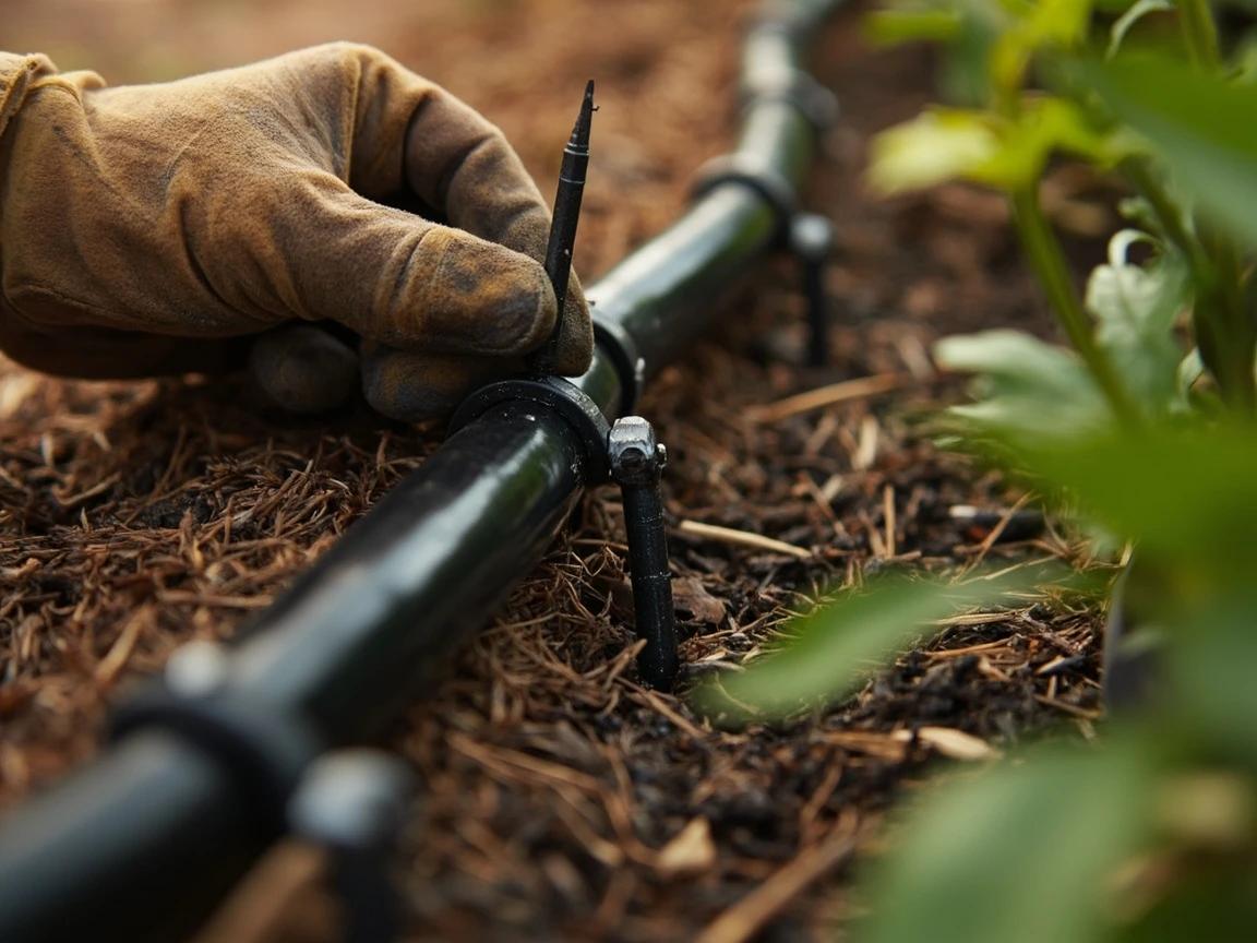Step 5 of How to Build a Drip Irrigation System: Secure the Tubing with Landscape Staples