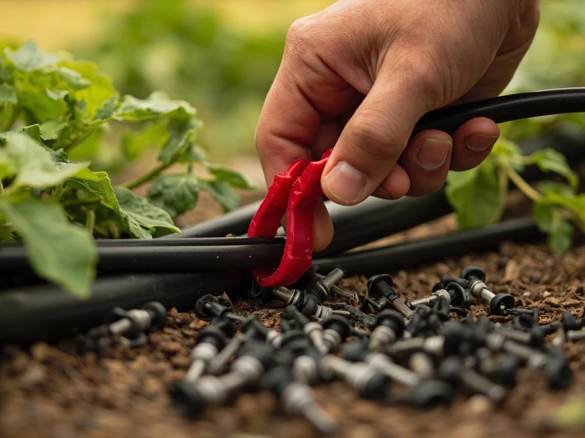 Step 6 of How to Build a Drip Irrigation System: Punch Holes and Install Emitters