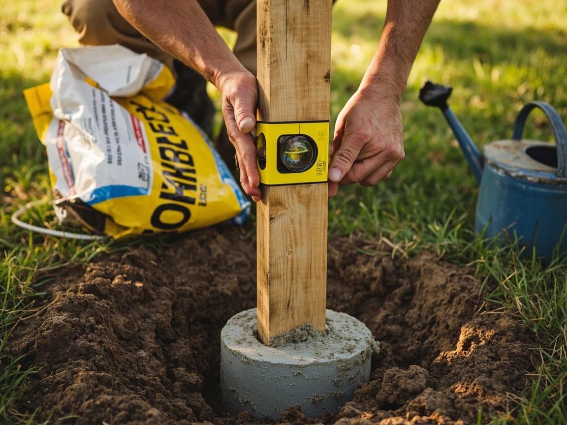 Step 4 of How to Build a Simple Garden Trellis: Set the Posts in Concrete