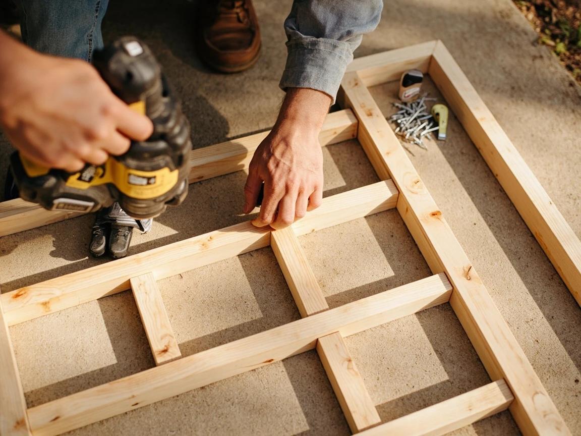Step 6 of How to Build a Simple Garden Trellis: Attach the Grid Slats