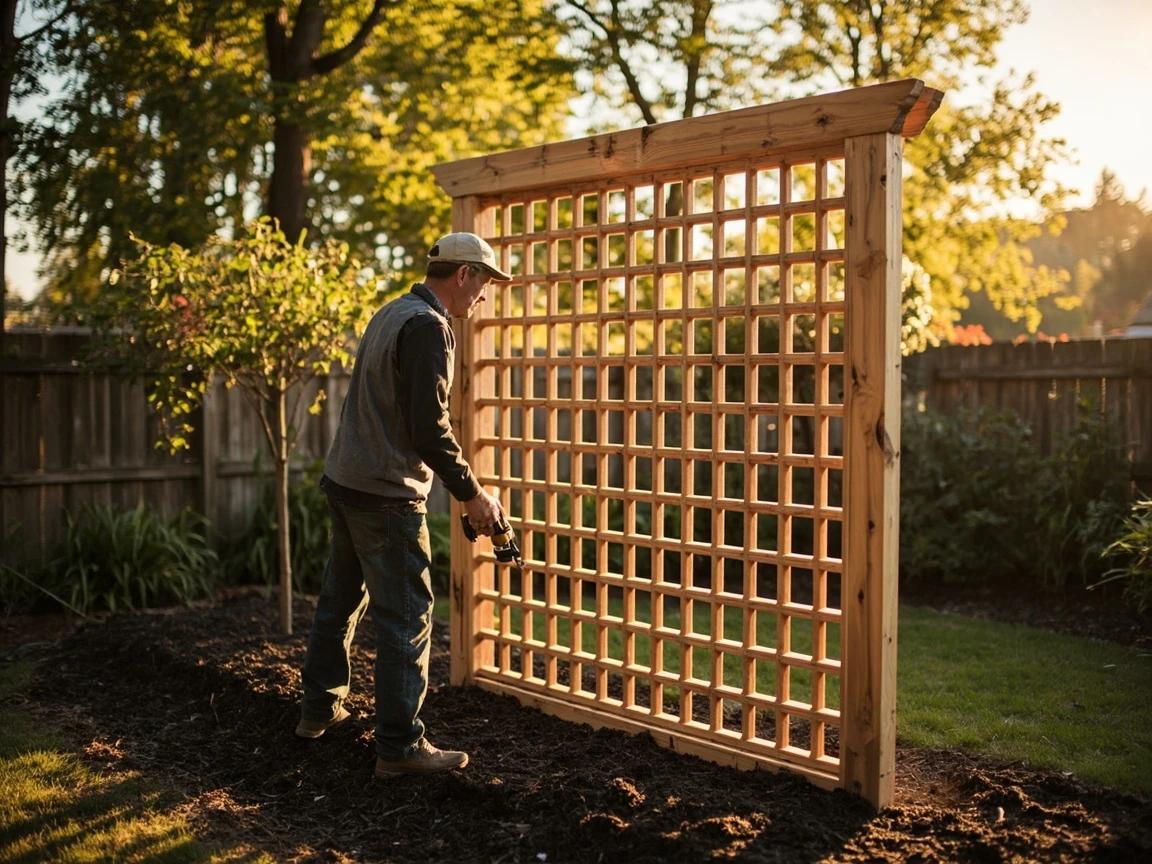 Step 7 of How to Build a Simple Garden Trellis: Mount the Lattice and Finish