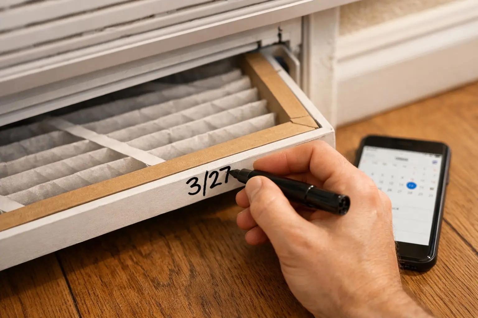Step 7 of How to Change Your HVAC Filter: Write the Date and Set a Replacement Reminder