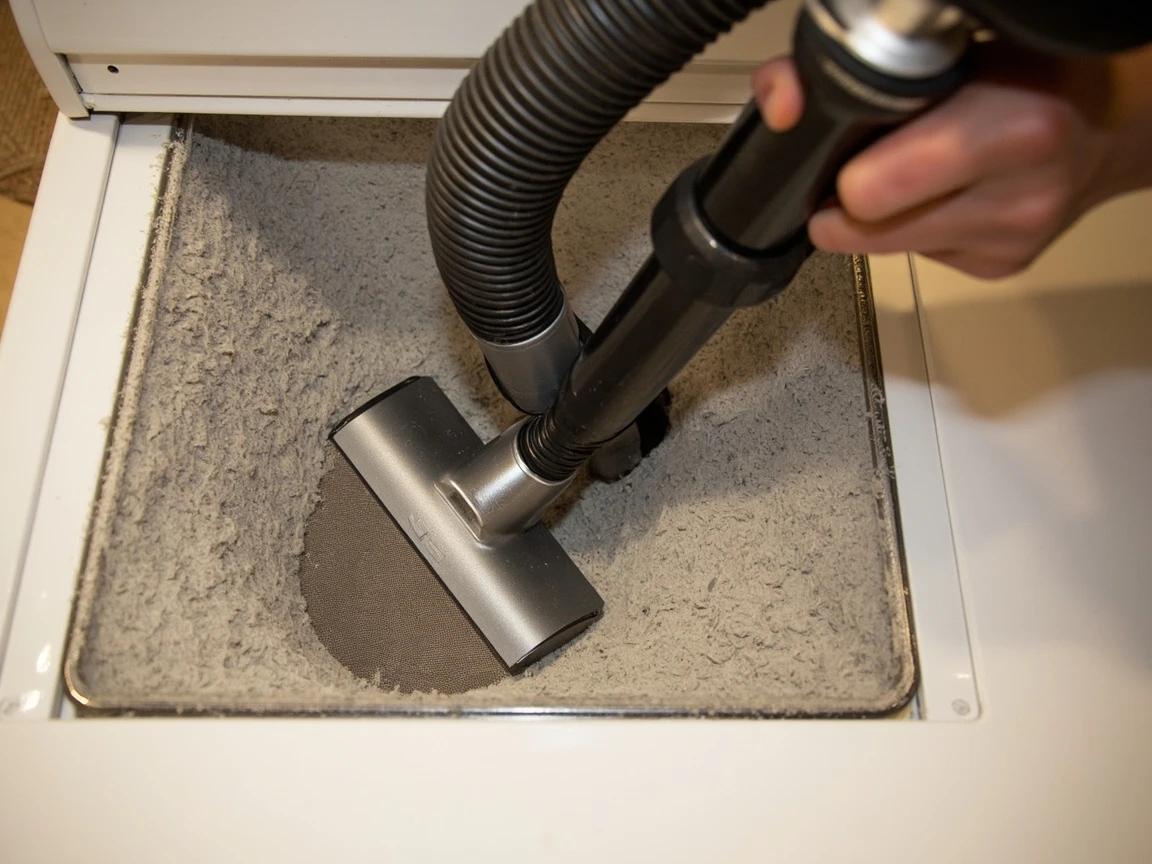 Step 4 of How to Clean a Dryer Vent Duct: Vacuum the Dryer's Lint Port and Behind the Cabinet