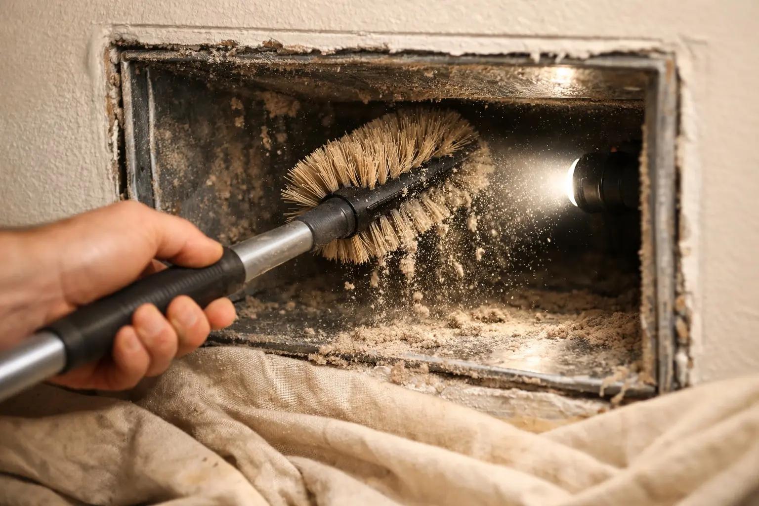 Step 6 of How to Clean Air Ducts Yourself: Brush the Duct Walls to Loosen Stubborn Buildup