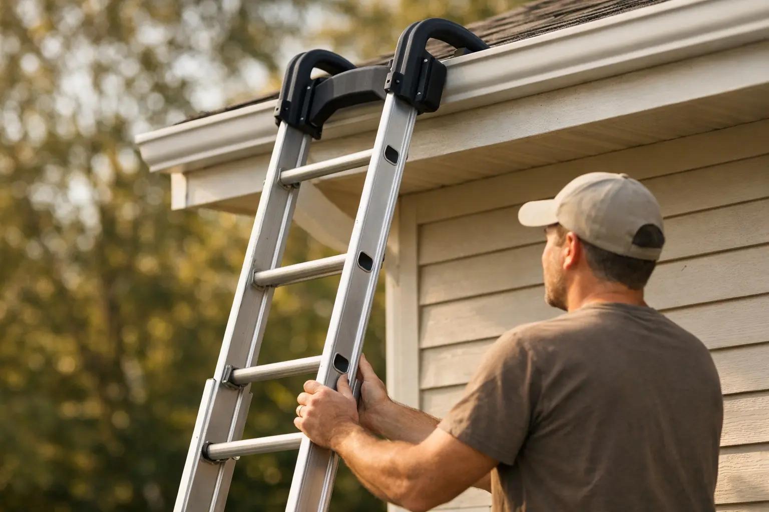 Step 2 of How to Clean Gutters Safely: Set Up the Ladder Safely