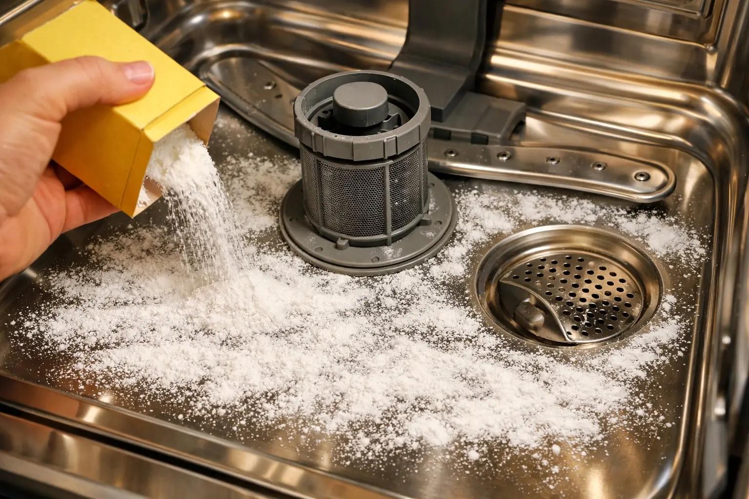 Step 7 of How to Deep Clean a Dishwasher: Run a Baking Soda Freshening Cycle