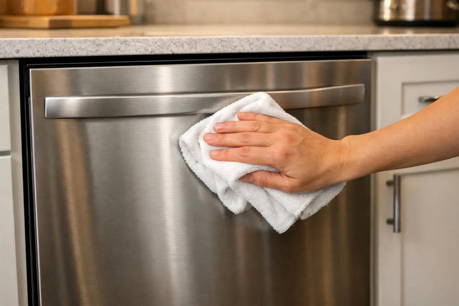 Step 8 of How to Deep Clean a Dishwasher: Wipe Down the Exterior and Set a Cleaning Schedule