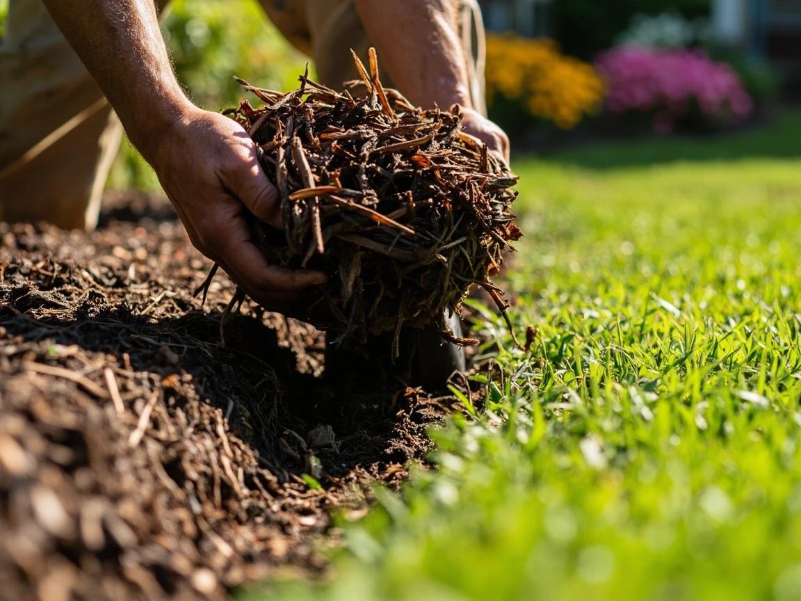 Step 7 of How to Edge Garden Beds Cleanly: Spread Fresh Mulch to the Edge