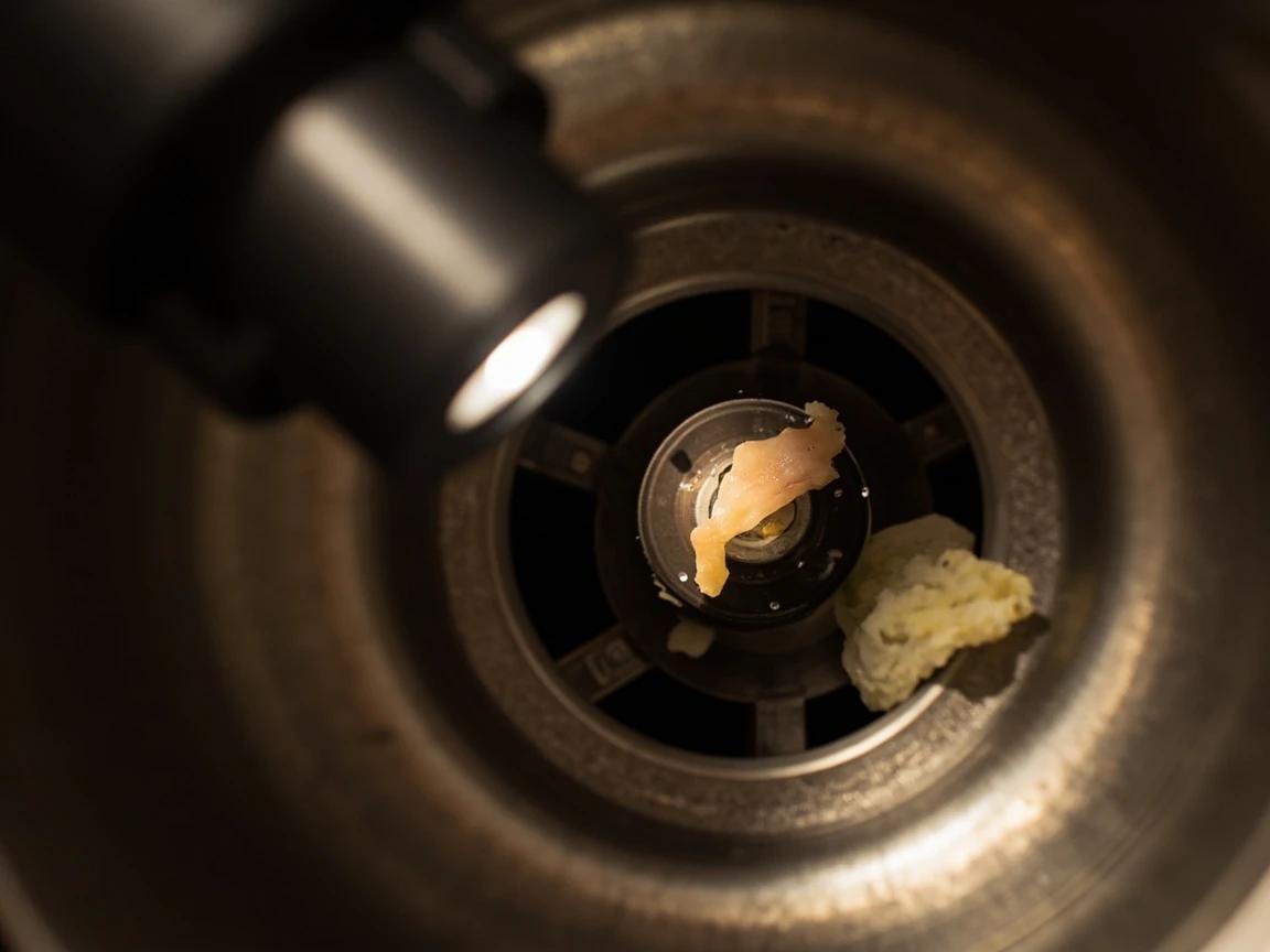 Step 2 of How to Fix a Garbage Disposal Jam: Look (Do Not Reach) Inside With a Flashlight