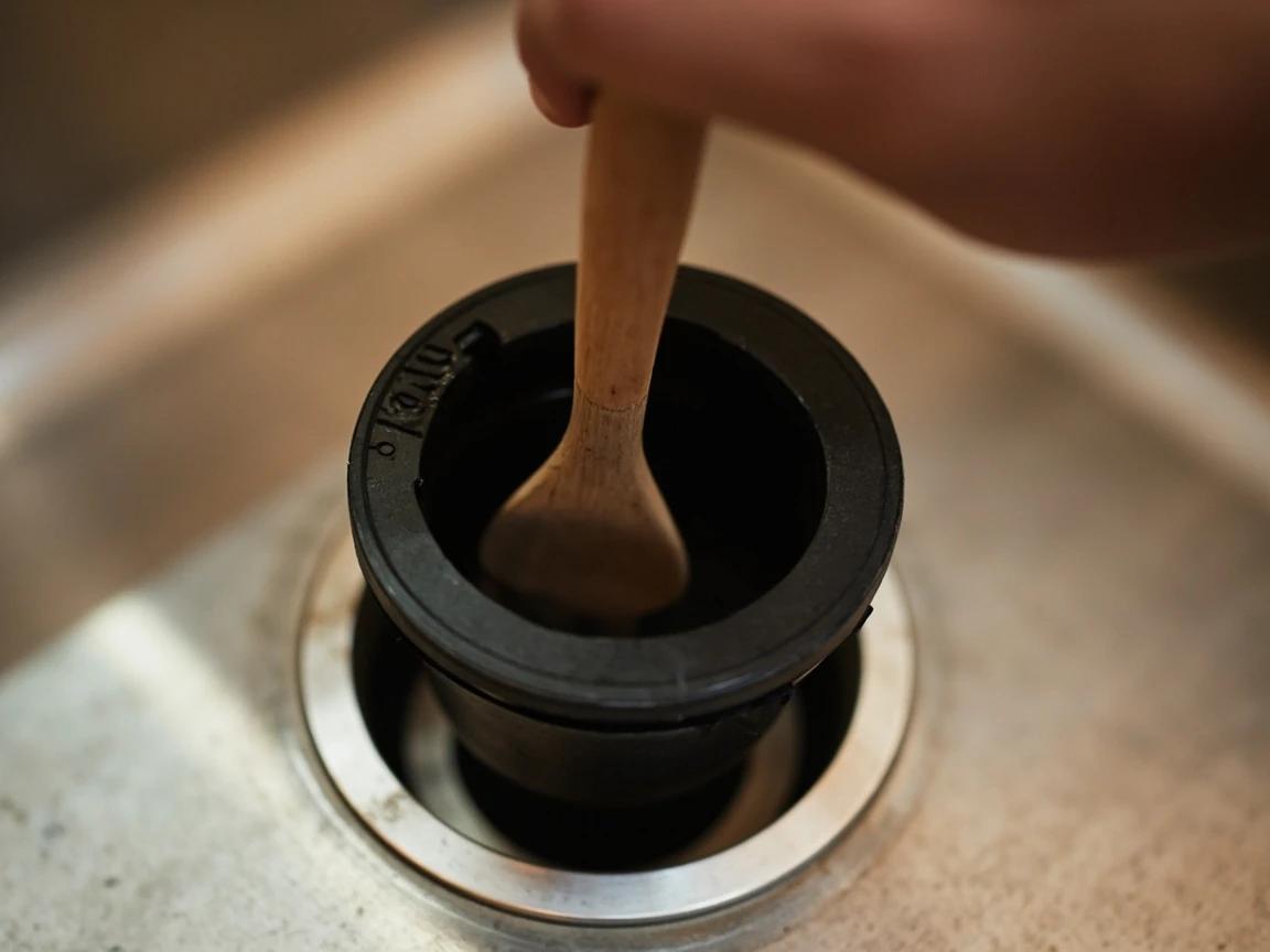Step 5 of How to Fix a Garbage Disposal Jam: No Bottom Socket? Use a Wooden Spoon From Above