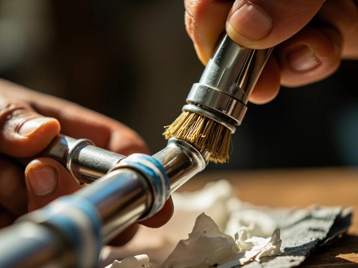 Step 5 of How to Fix a Leaky Pipe Joint: Clean the Threads Thoroughly