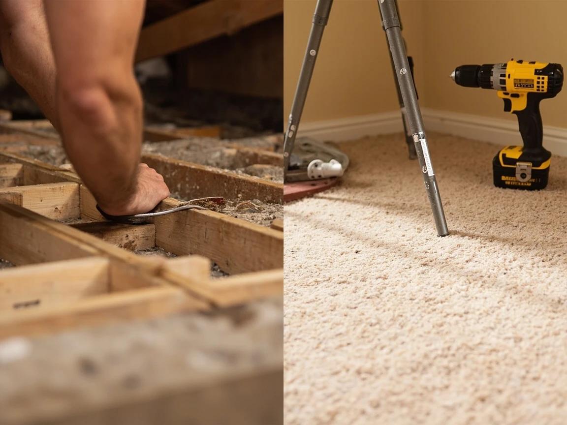 Step 2 of How to Fix a Squeaky Floor (From Above and Below): Decide your approach — from below if you can, from above if you must