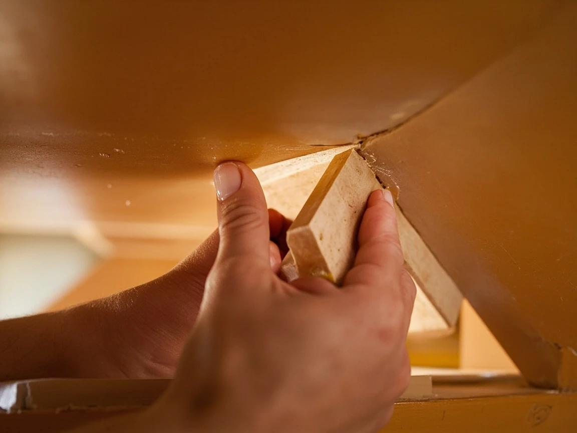 Step 4 of How to Fix a Squeaky Stair: Glue and screw triangular blocks from below