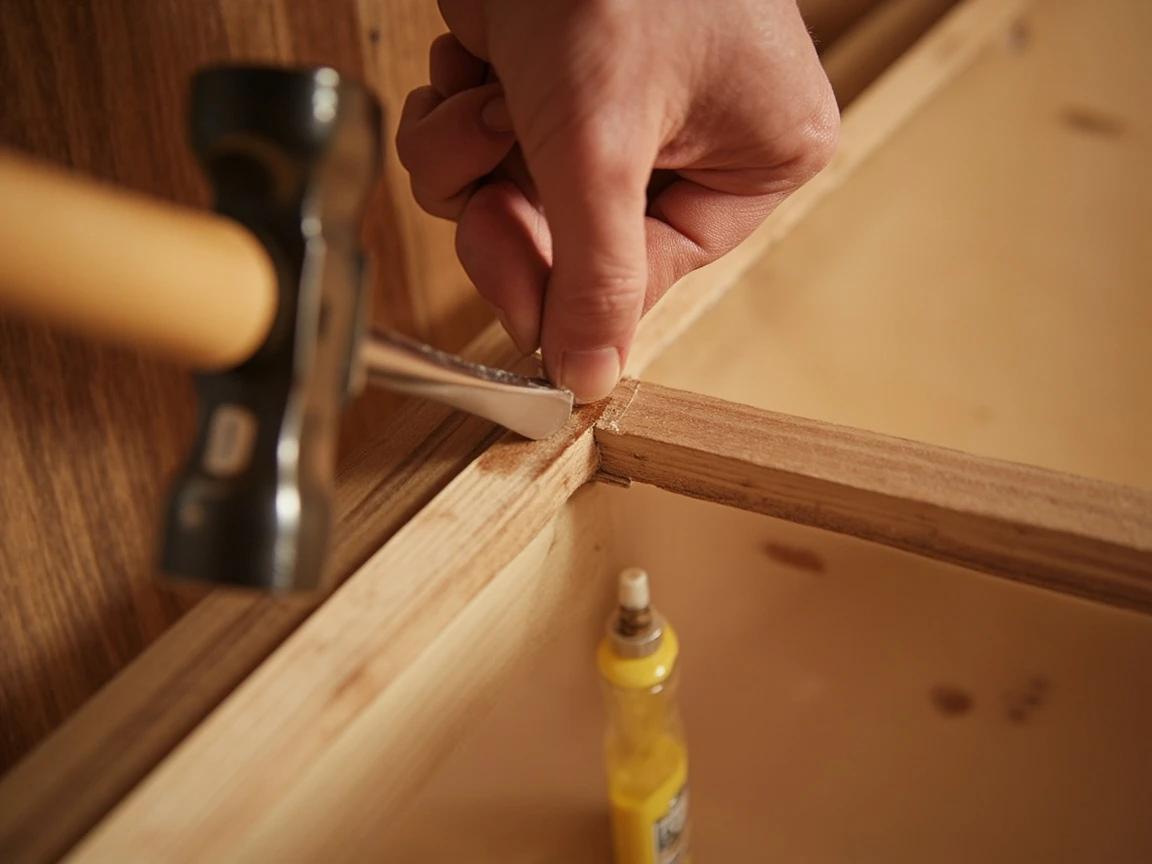 Step 5 of How to Fix a Squeaky Stair: Shim any gap between the tread and the stringer