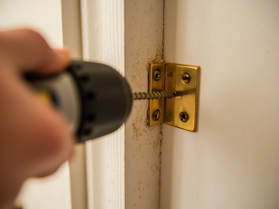 Step 3 of How to Fix a Sticking Door: Replace One Top-Hinge Screw With a 3-Inch Screw Into the Stud