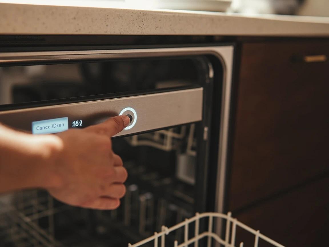Step 1 of How to Fix a Dishwasher That Won't Drain: Cancel the Cycle and Run the Garbage Disposal