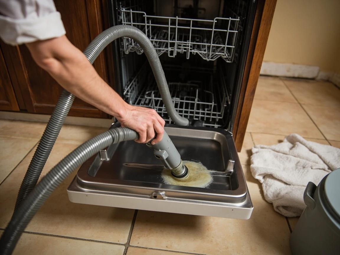 Step 2 of How to Fix a Dishwasher That Won't Drain: Bail the Standing Water Out of the Tub