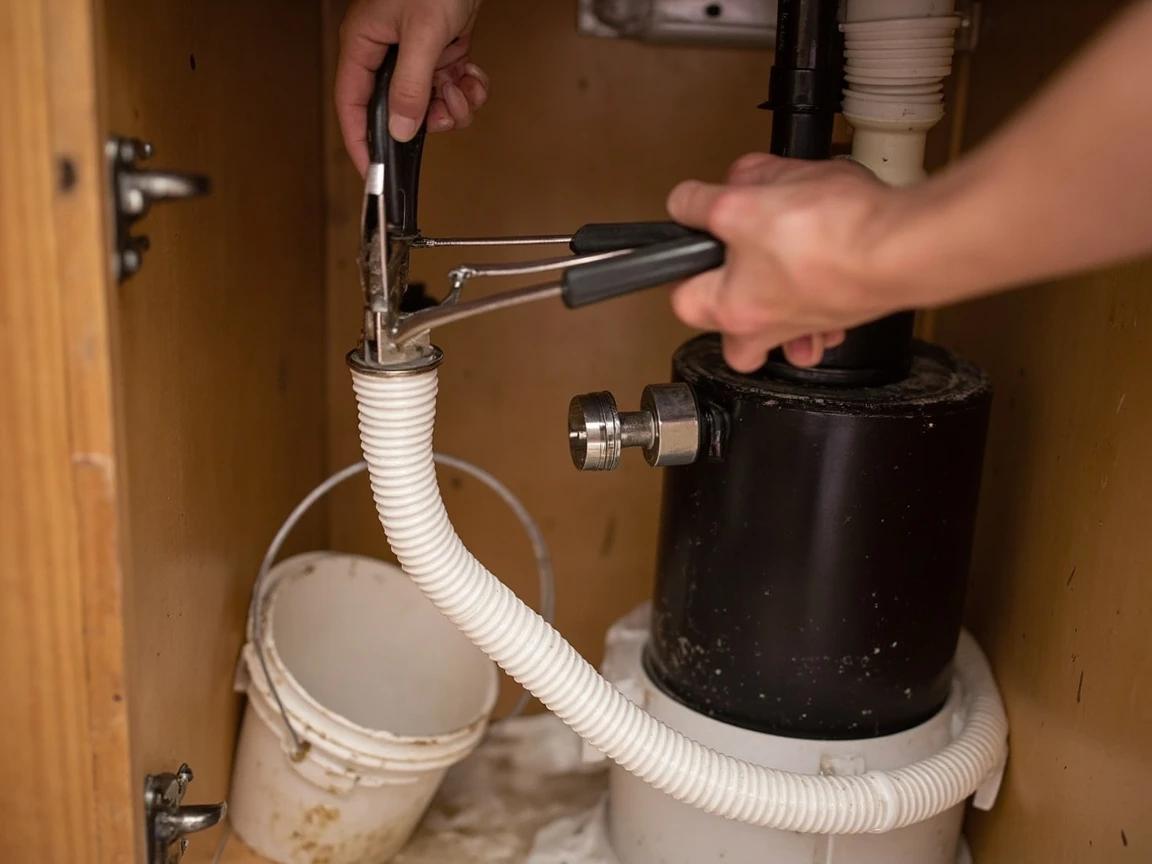 Step 7 of How to Fix a Dishwasher That Won't Drain: Disconnect and Flush the Drain Hose
