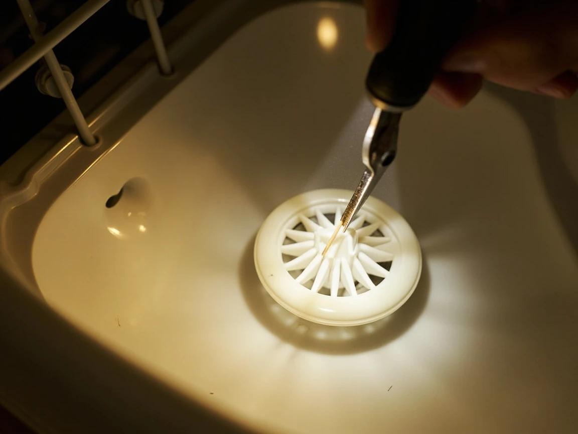 Step 8 of How to Fix a Dishwasher That Won't Drain: Check the Drain Pump for Obstructions