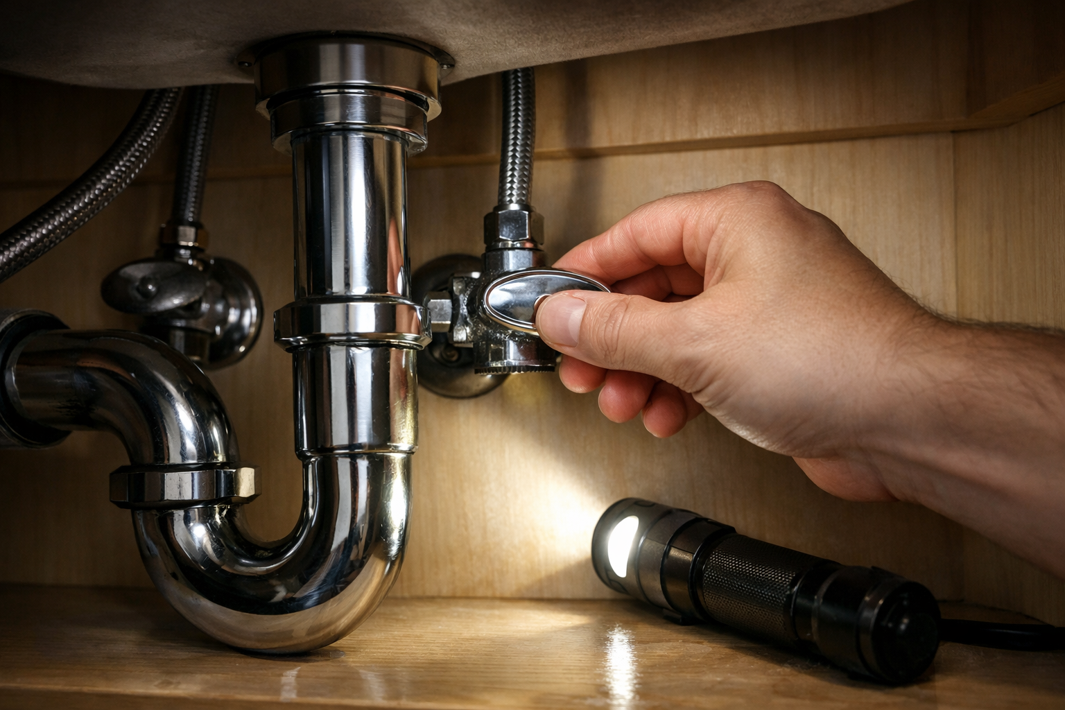 Step 2 of How to Fix a Dripping Faucet: Shut Off the Water Supply