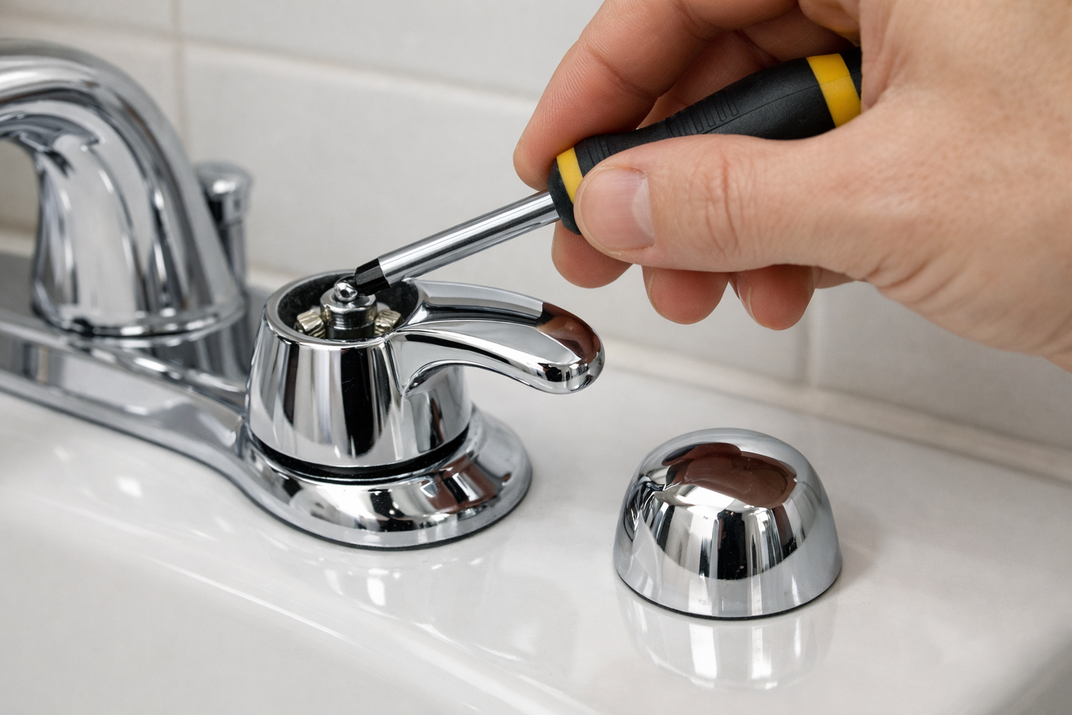 Step 8 of How to Fix a Dripping Faucet: Reassemble the Faucet