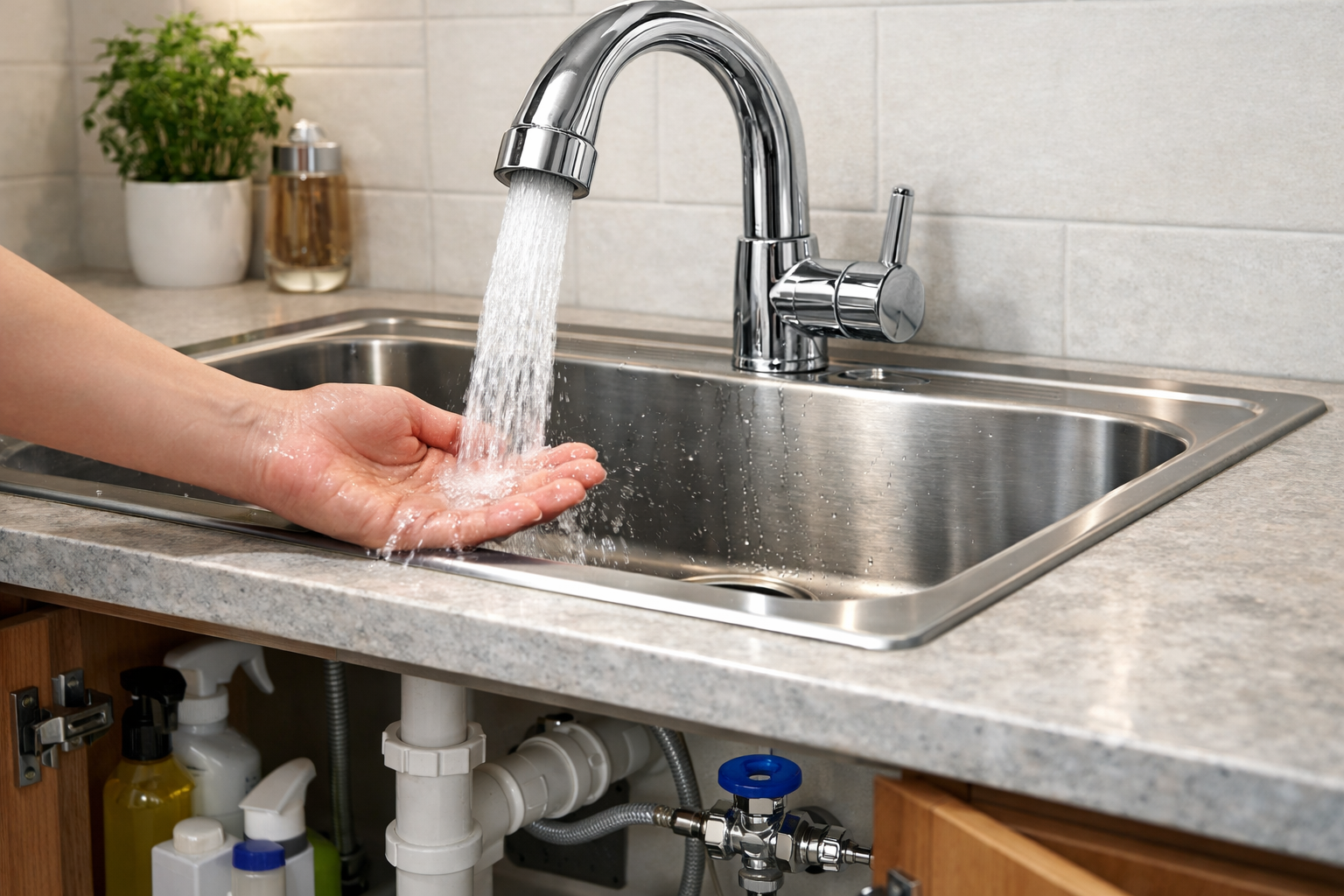 Step 9 of How to Fix a Dripping Faucet: Restore Water and Test