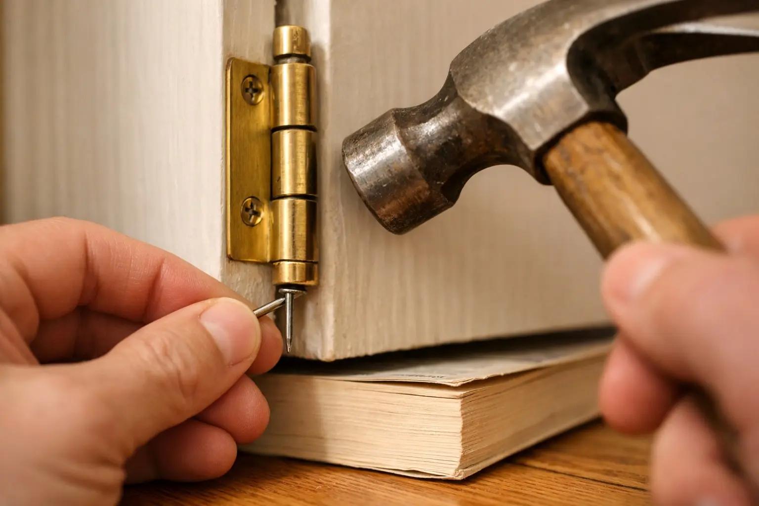 Step 4 of How to Fix a Squeaky Door: Remove the Hinge Pin for Deep Cleaning