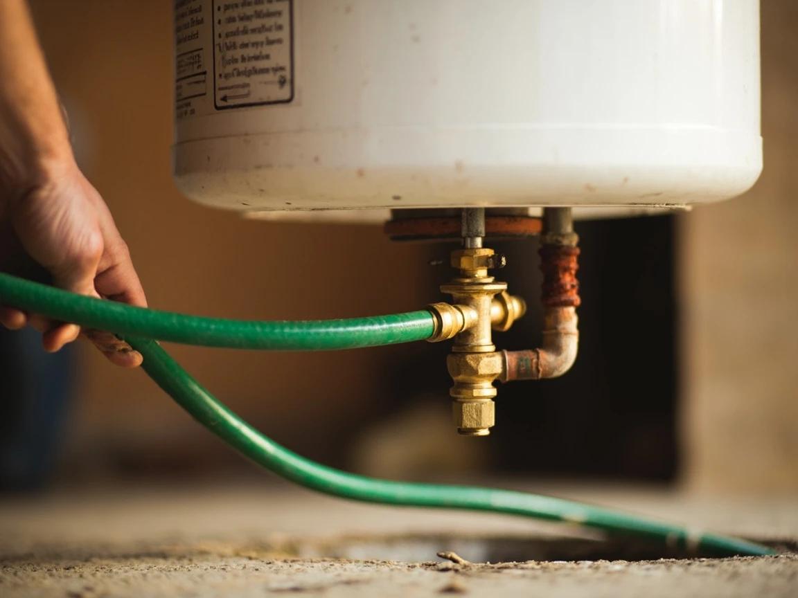 Step 4 of How to Flush a Water Heater Tank: Connect a Garden Hose to the Drain Valve