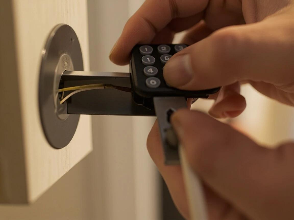 Step 5 of How to Install a Smart Lock on an Exterior Door: Mount the Exterior Assembly