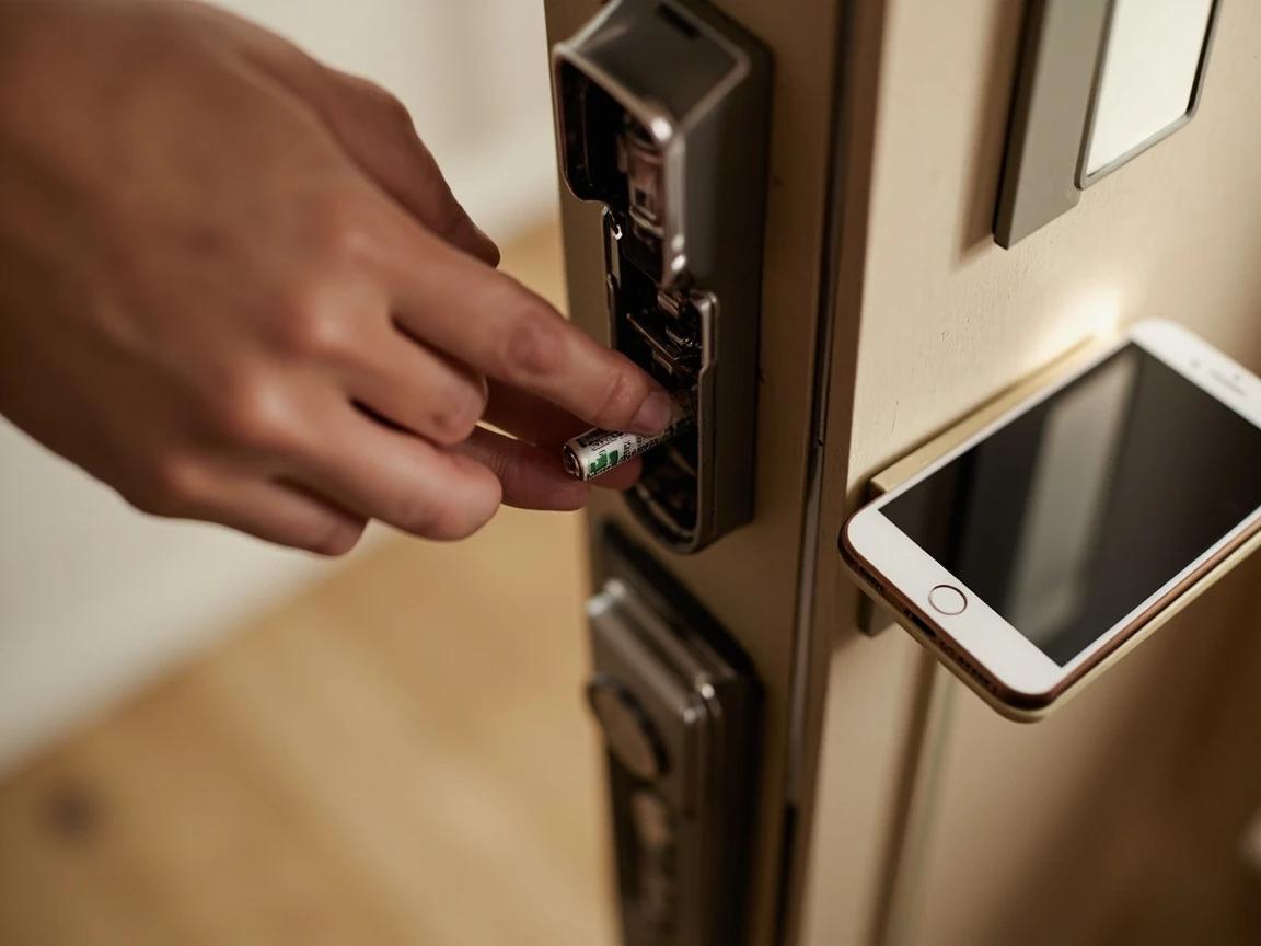 Step 7 of How to Install a Smart Lock on an Exterior Door: Add Batteries and Calibrate With the Door Open