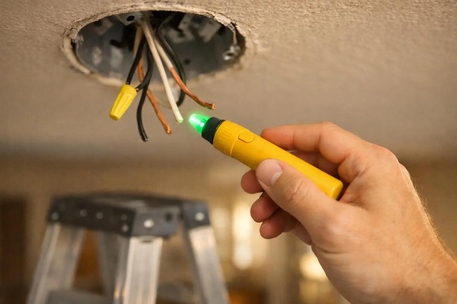 Step 1 of How to Install a Ceiling Fan: Turn Off Power and Verify