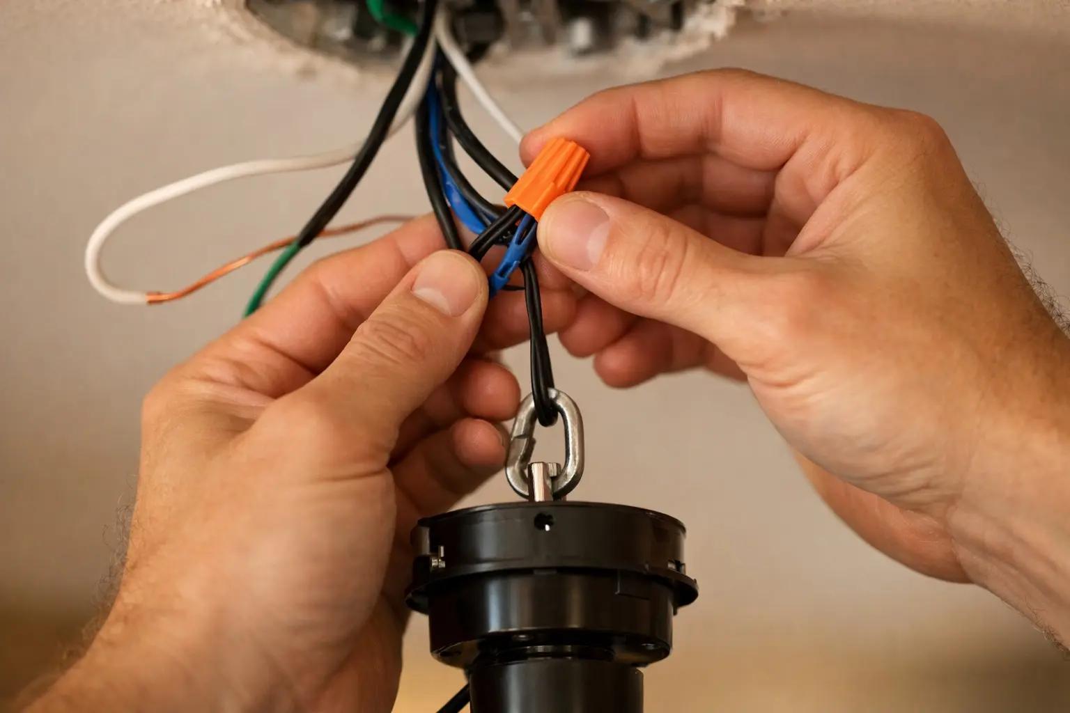 Step 5 of How to Install a Ceiling Fan: Assemble the Fan and Connect Wires