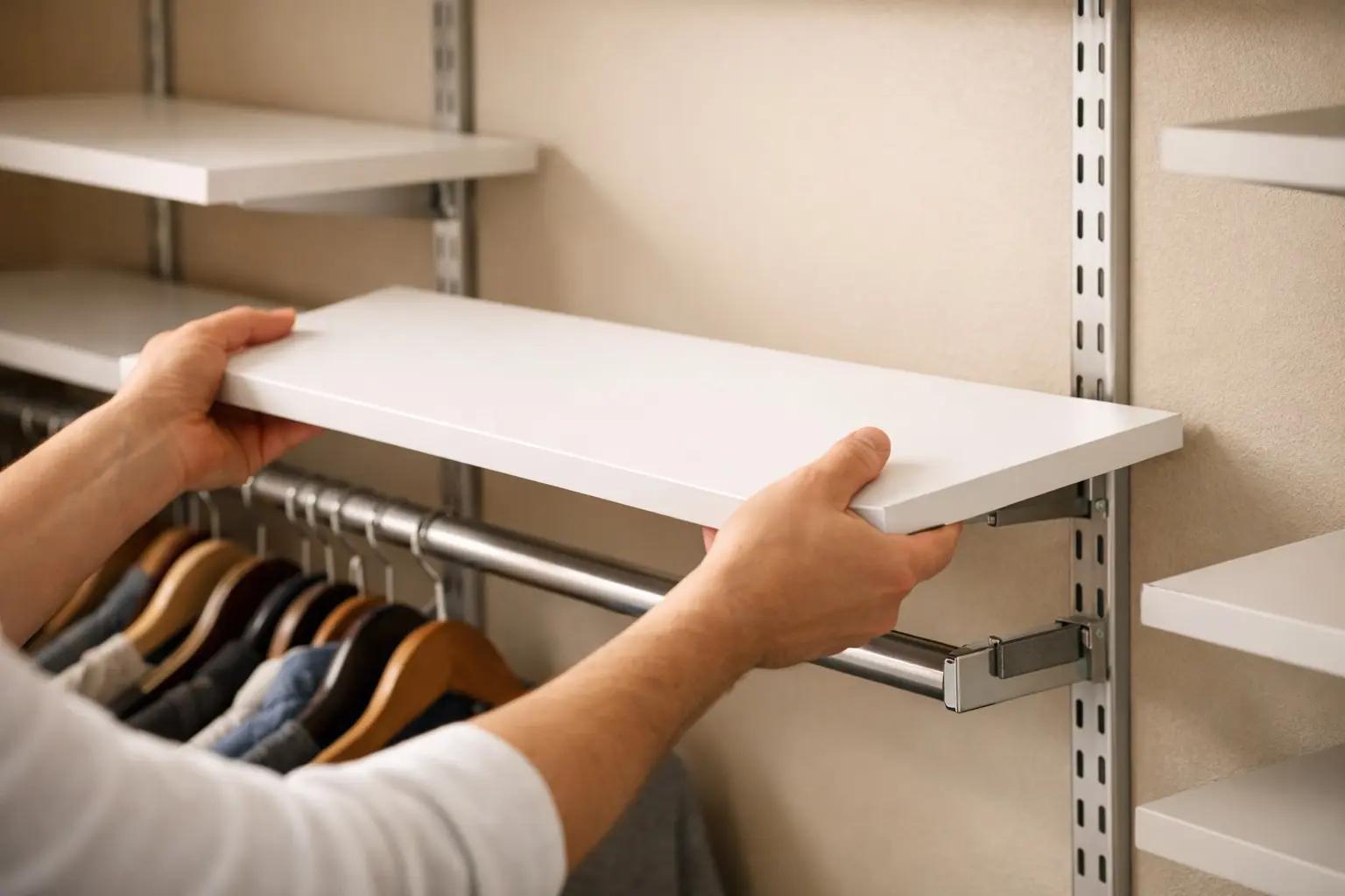 Step 7 of How to Install a Closet Organization System: Install Shelves, Rods, and Drawers