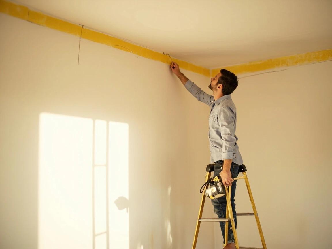 Step 2 of How to Install Crown Molding: Locate the framing and mark a layout line