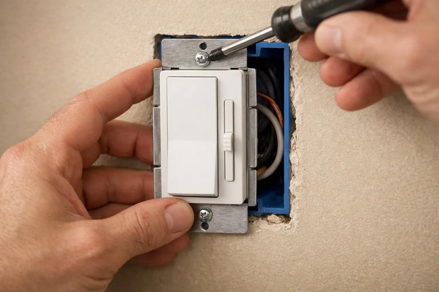 Step 7 of How to Install a Dimmer Switch: Mount the Dimmer in the Electrical Box