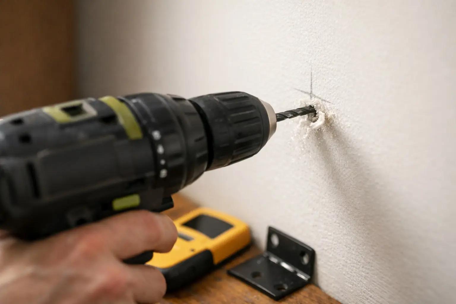 Step 4 of How to Install Floating Shelves: Drill Pilot Holes into the Studs