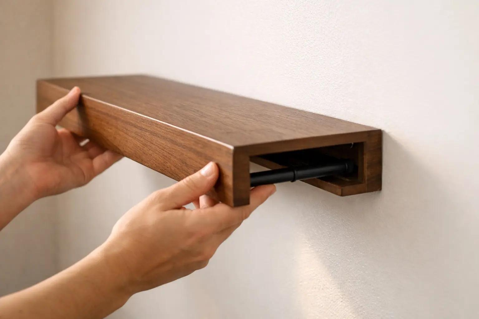 Step 6 of How to Install Floating Shelves: Slide the Shelf onto the Bracket