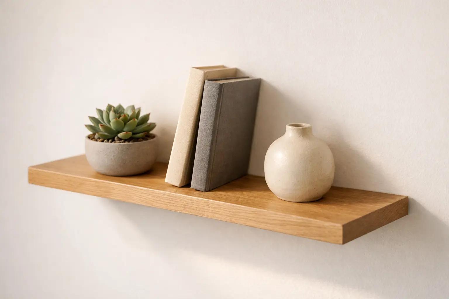 Step 8 of How to Install Floating Shelves: Fill Gaps and Style the Shelf