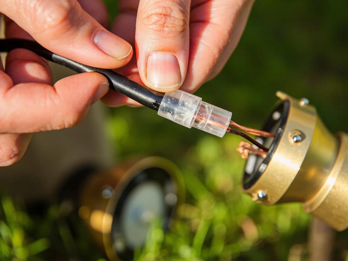 Step 5 of How to Install Outdoor Landscape Lighting: Connect Each Fixture to the Wire