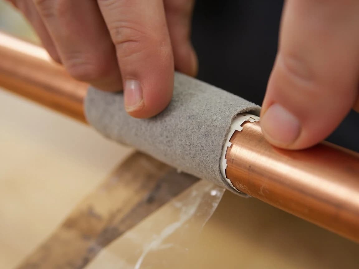 Step 5 of How to Insulate Exposed Pipes for Winter: Slip the Sleeves On and Close the Seam