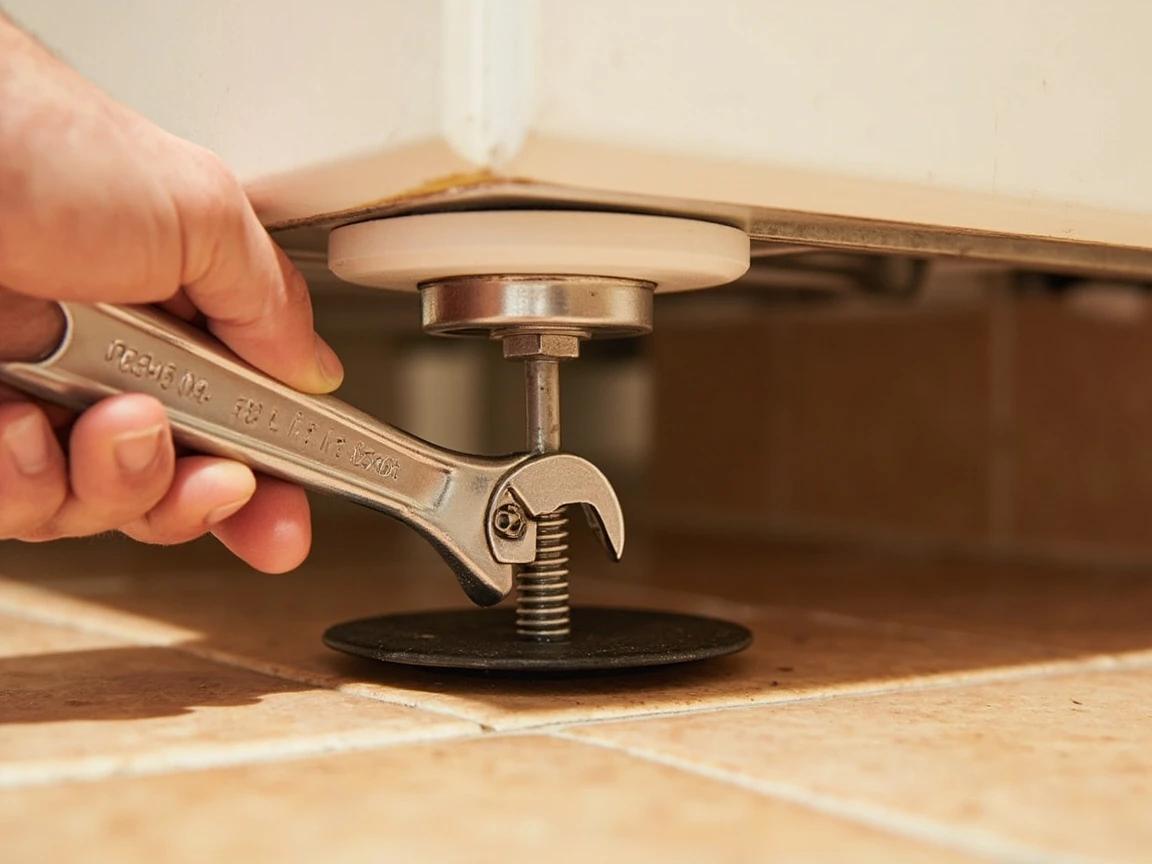 Step 4 of How to Level a Washing Machine to Stop Shaking: Loosen the Jam Nut on Each Leveling Foot