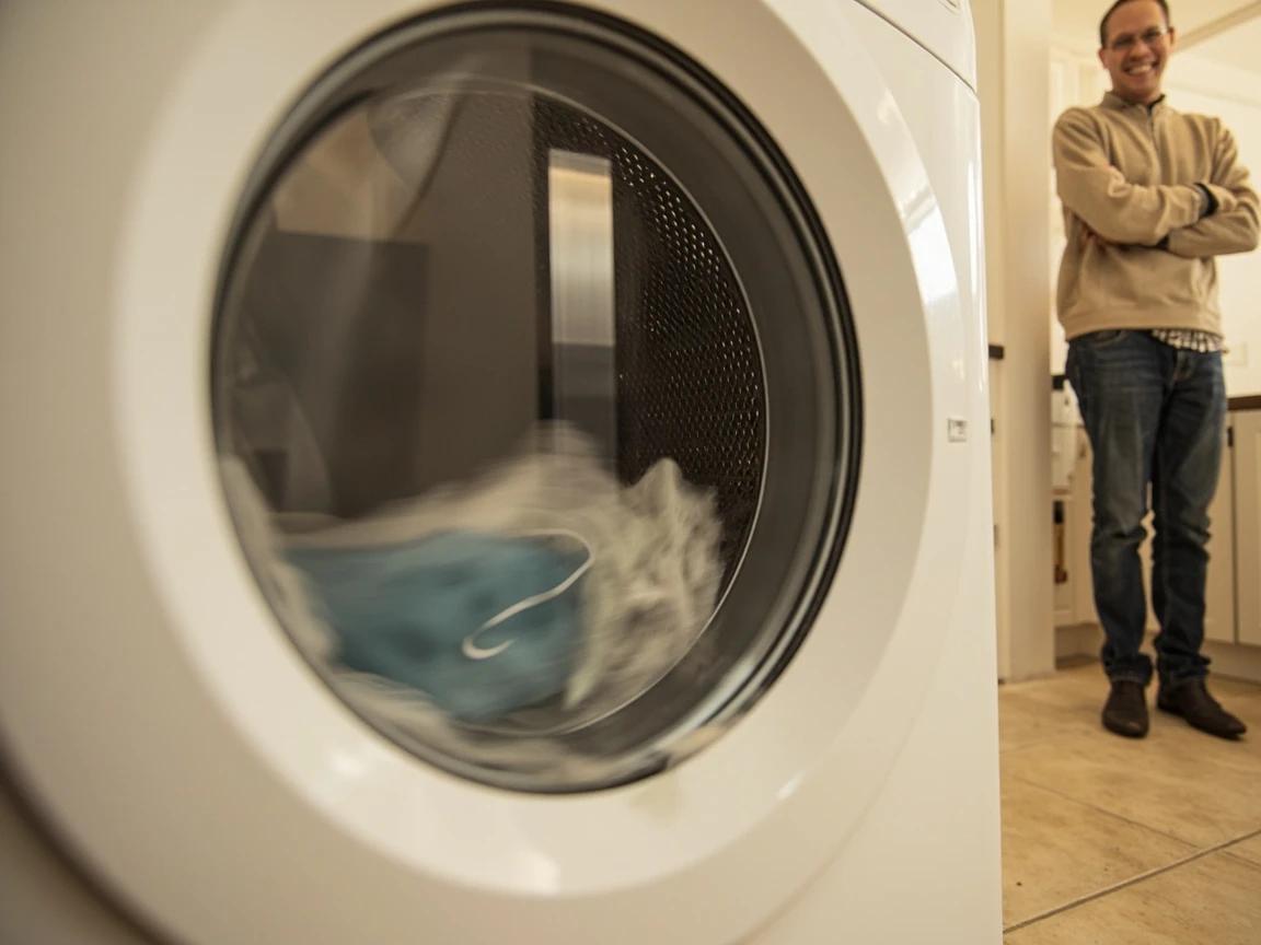 Step 8 of How to Level a Washing Machine to Stop Shaking: Slide the Washer Back, Reconnect, and Run a Spin Test