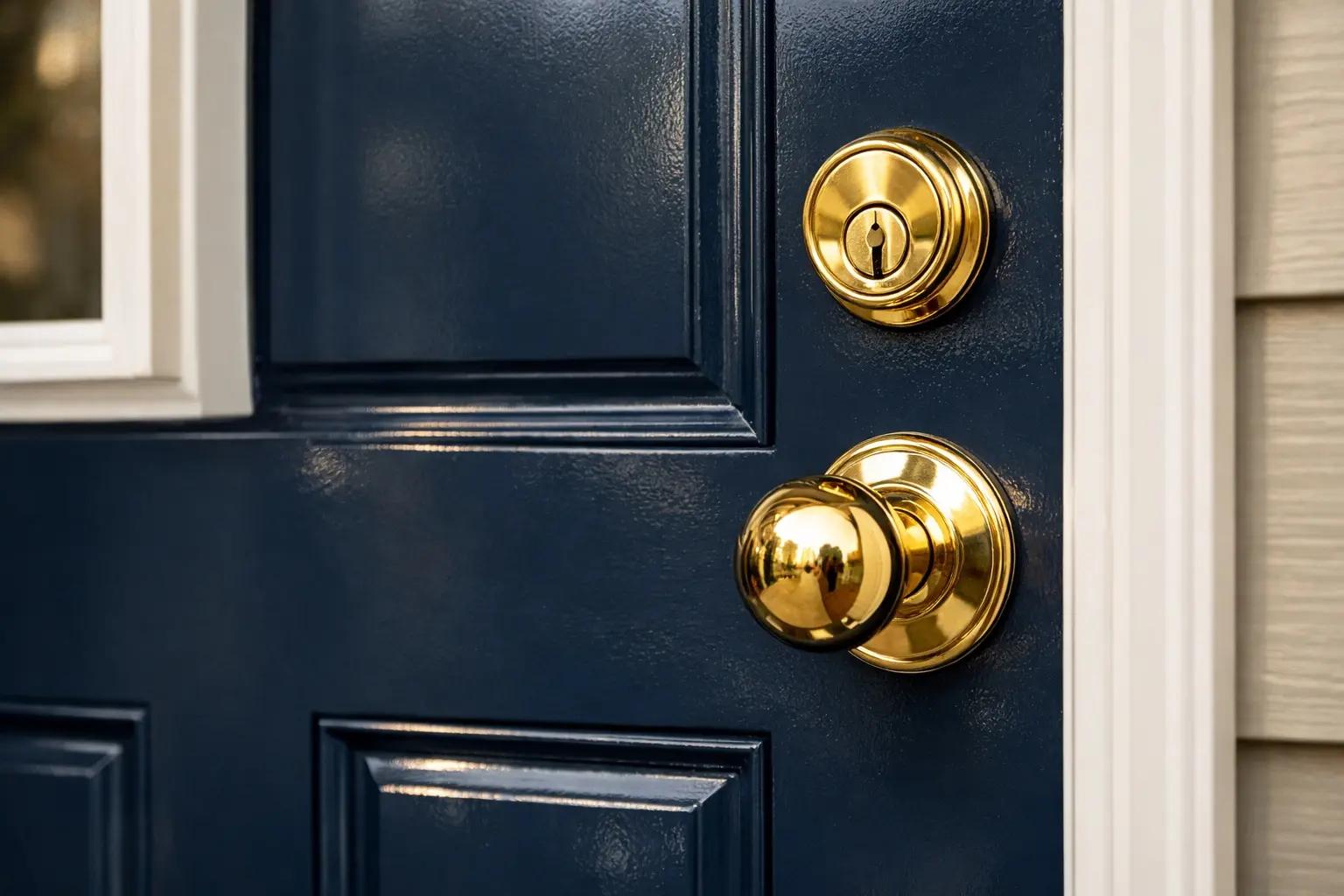 Step 8 of How to Paint a Front Door: Remove Tape, Reinstall Hardware, and Rehang