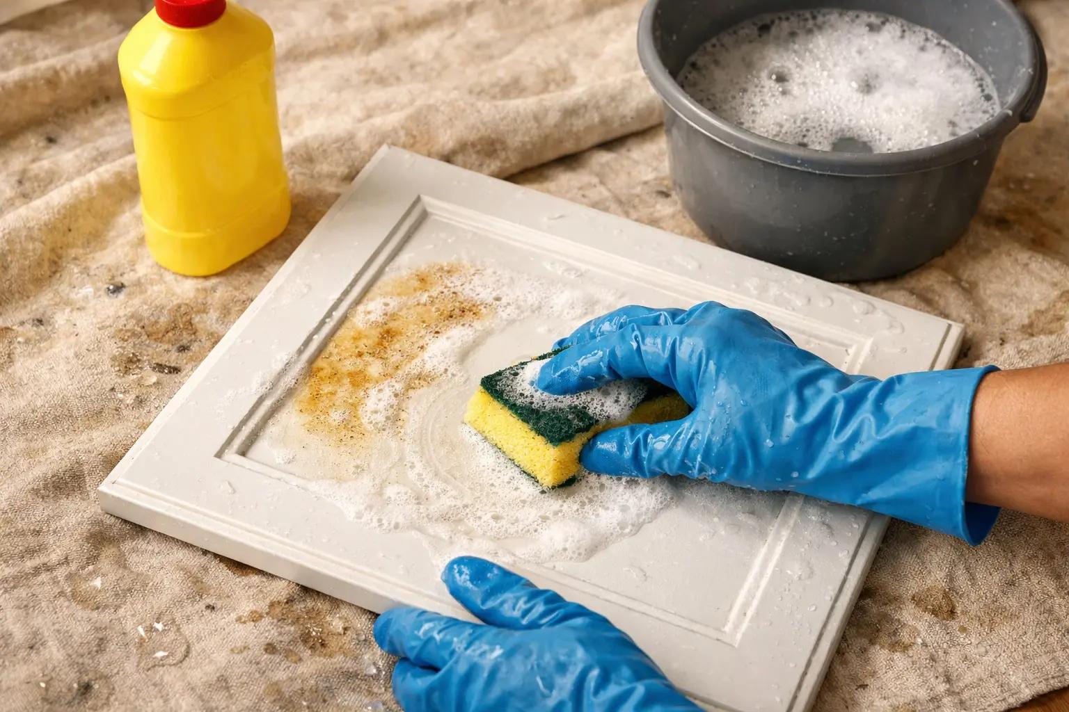 Step 2 of How to Paint Kitchen Cabinets: Clean All Surfaces with Degreaser