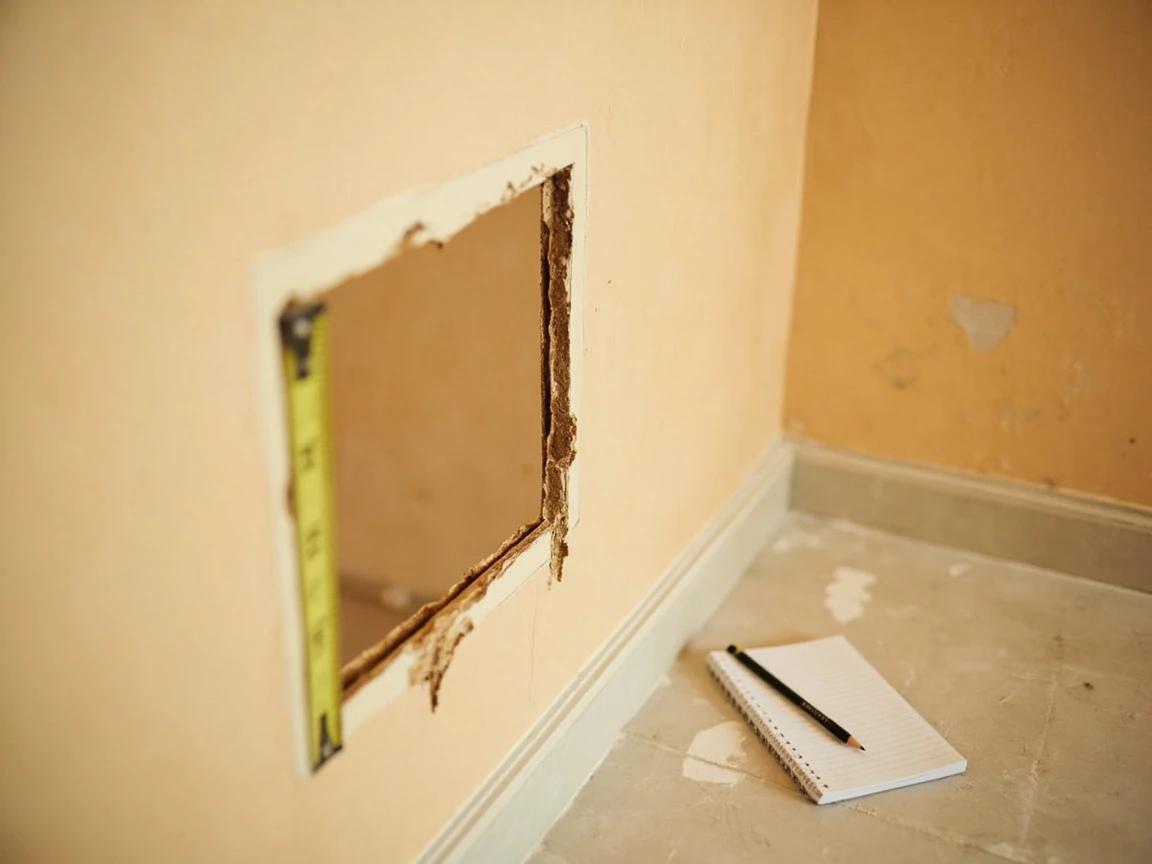 Step 1 of How to Patch a Large Hole in Drywall (Mesh or California Patch): Measure the hole and pick the method