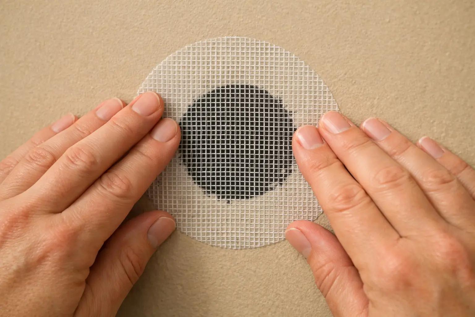 Step 3 of How to Patch Drywall Holes: Apply the Mesh Patch or Tape the Seams