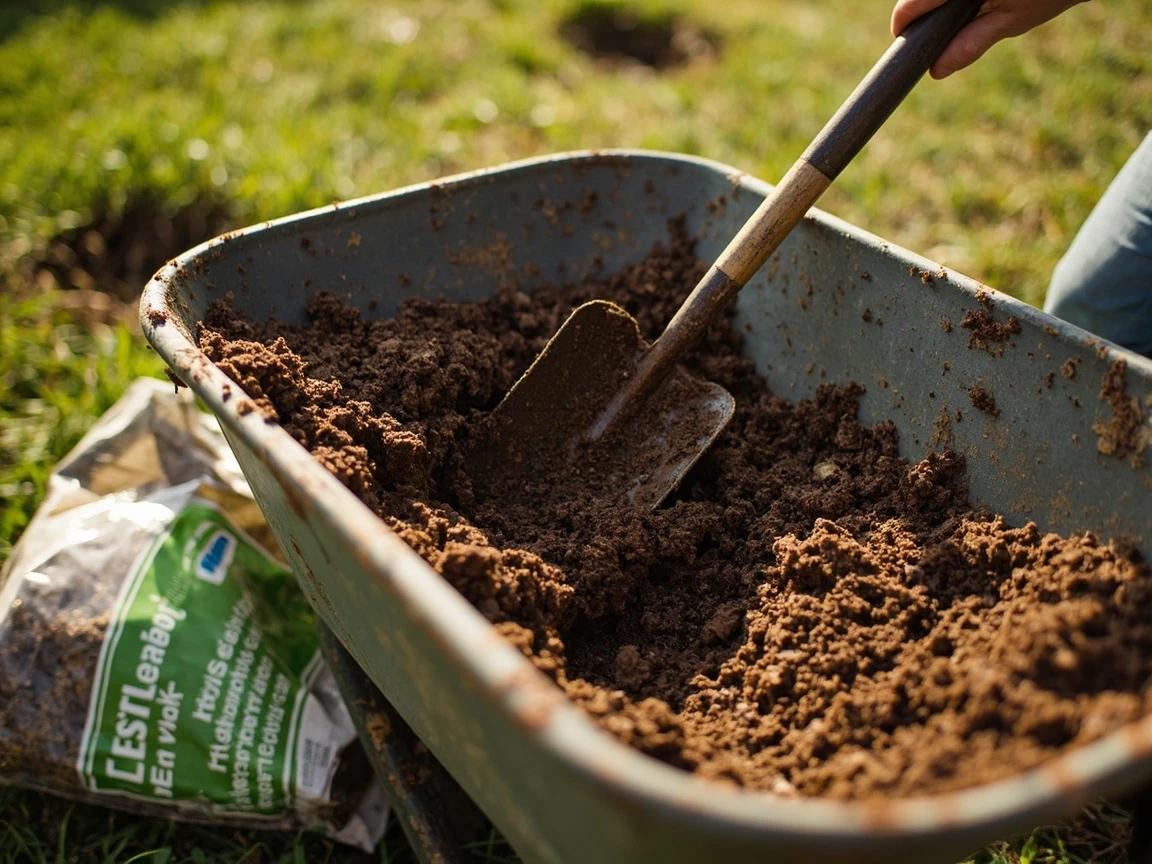Step 5 of How to Plant a Privacy Hedge: Amend the Backfill Soil with Compost