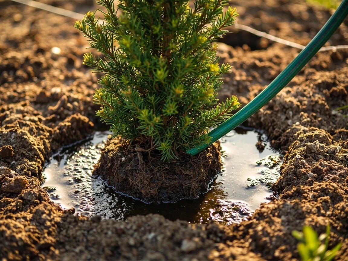 Step 7 of How to Plant a Privacy Hedge: Backfill, Water In, and Build a Soil Dam