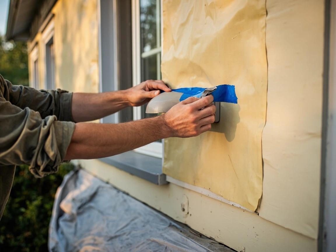 Step 2 of How to Power Wash a House Exterior: Prep the walls, windows, and yard
