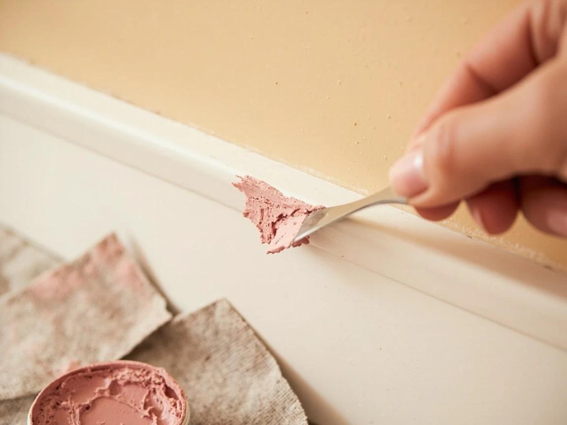 Step 4 of How to Repair Damaged Baseboard Trim: Fill Shallow Dents and Nail Holes with Spackling